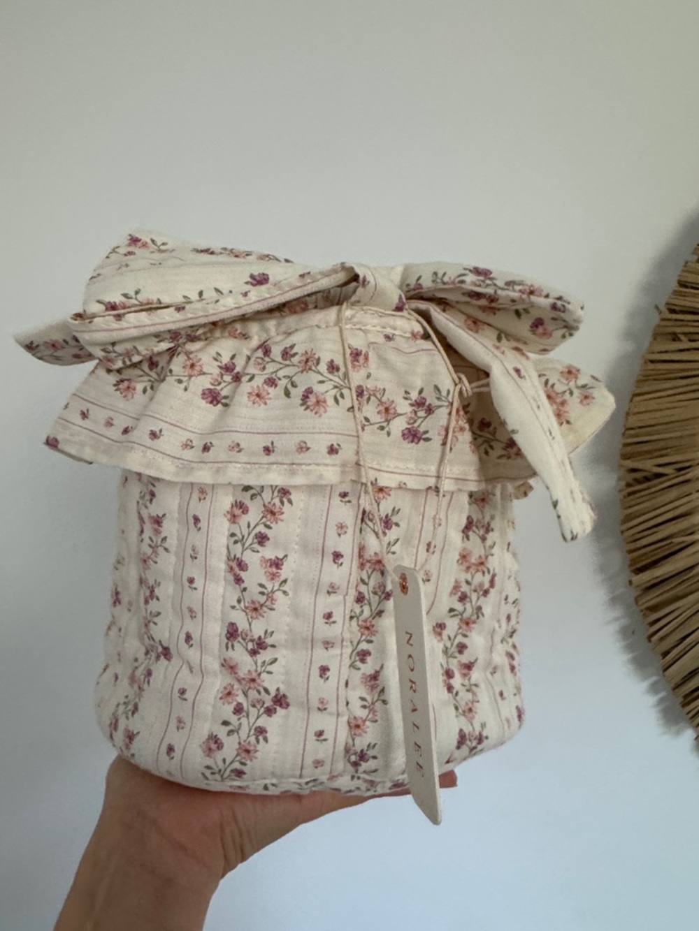 Noralee Floral Stripe Cream Ruffled Bucket